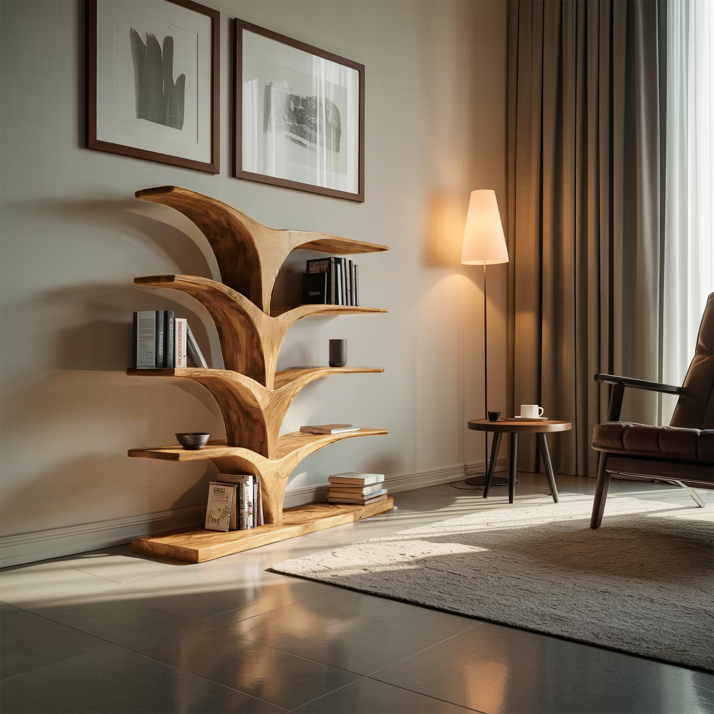 Contemporary Curved Bookshelf For Modern Interior Kitchnce