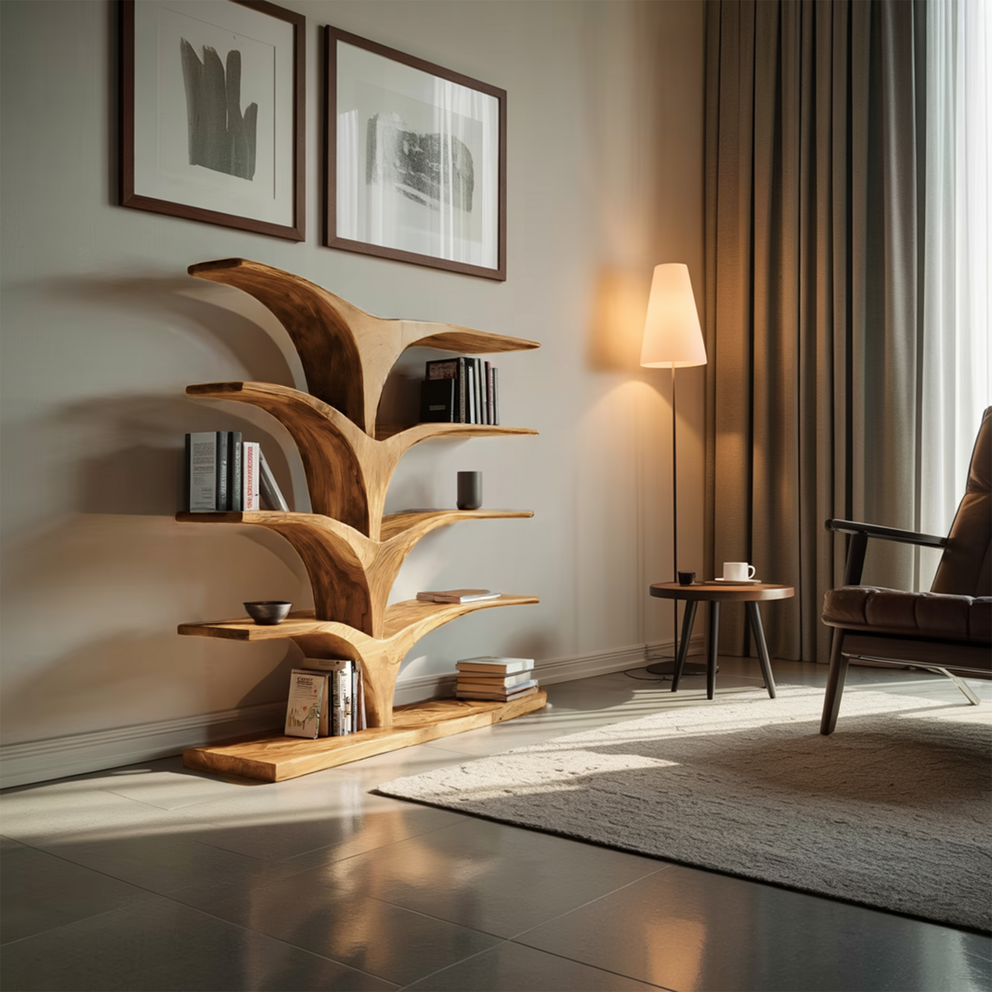 Contemporary Curved Bookshelf For Modern Interior Kitchnce