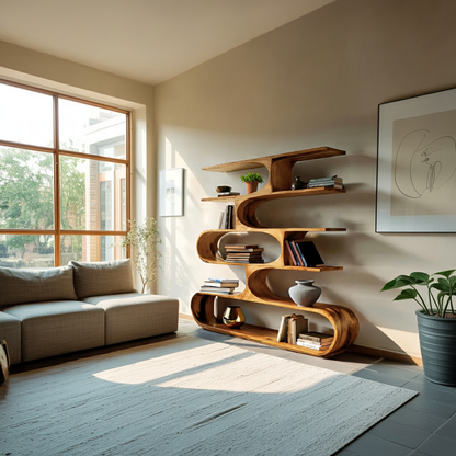 Artistic Curved Bookcase For Living Room Decor Kitchnce