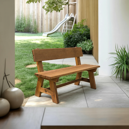 Rustic Garden Bench With Backrest For Patio Or Porch Kitchnce
