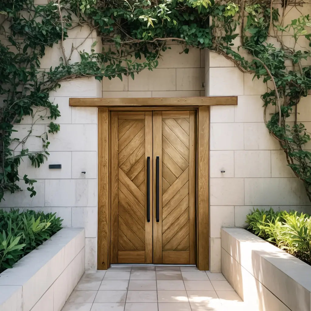 Rustic Double Front Door Modern Entryway Contemporary House Villa Kitchnce