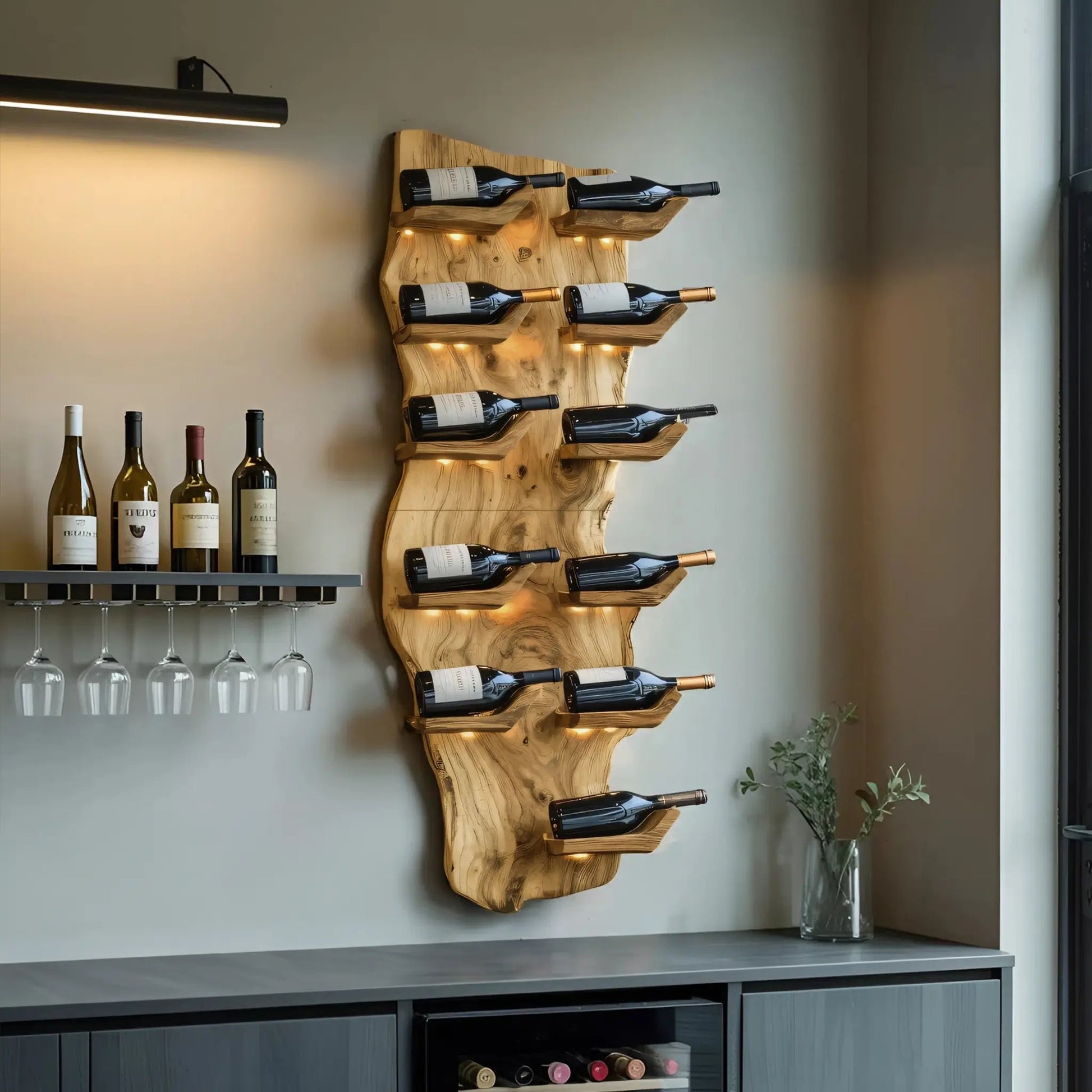 Farmhouse Live Edge Wine Holder For Living Room Furniture Kitchnce