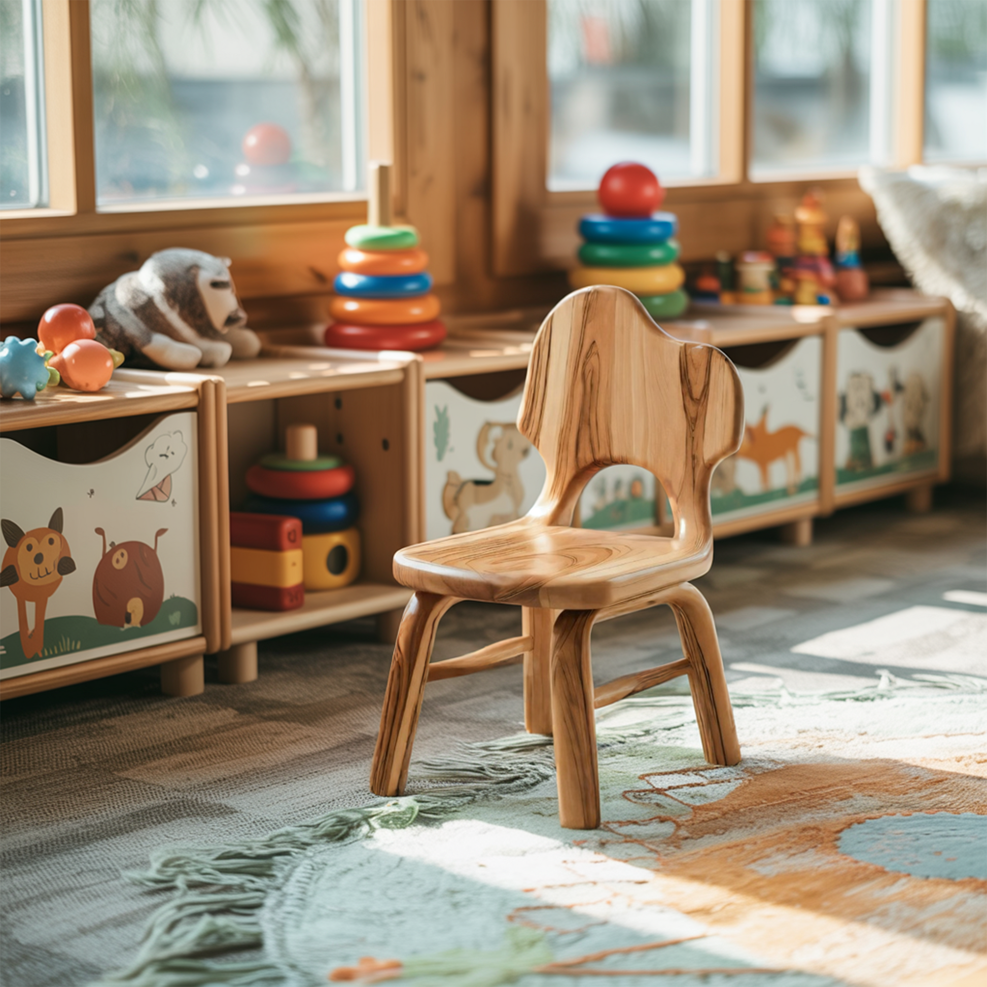 Montessori Toddler Chair With Cute Backrest For Playroom Nursery And Preschool Kitchnce