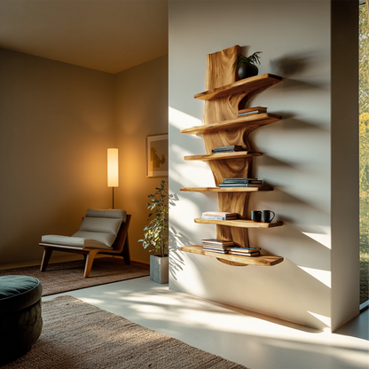 Modern Wooden Floating Bookshelf For Living Room Decor Kitchnce