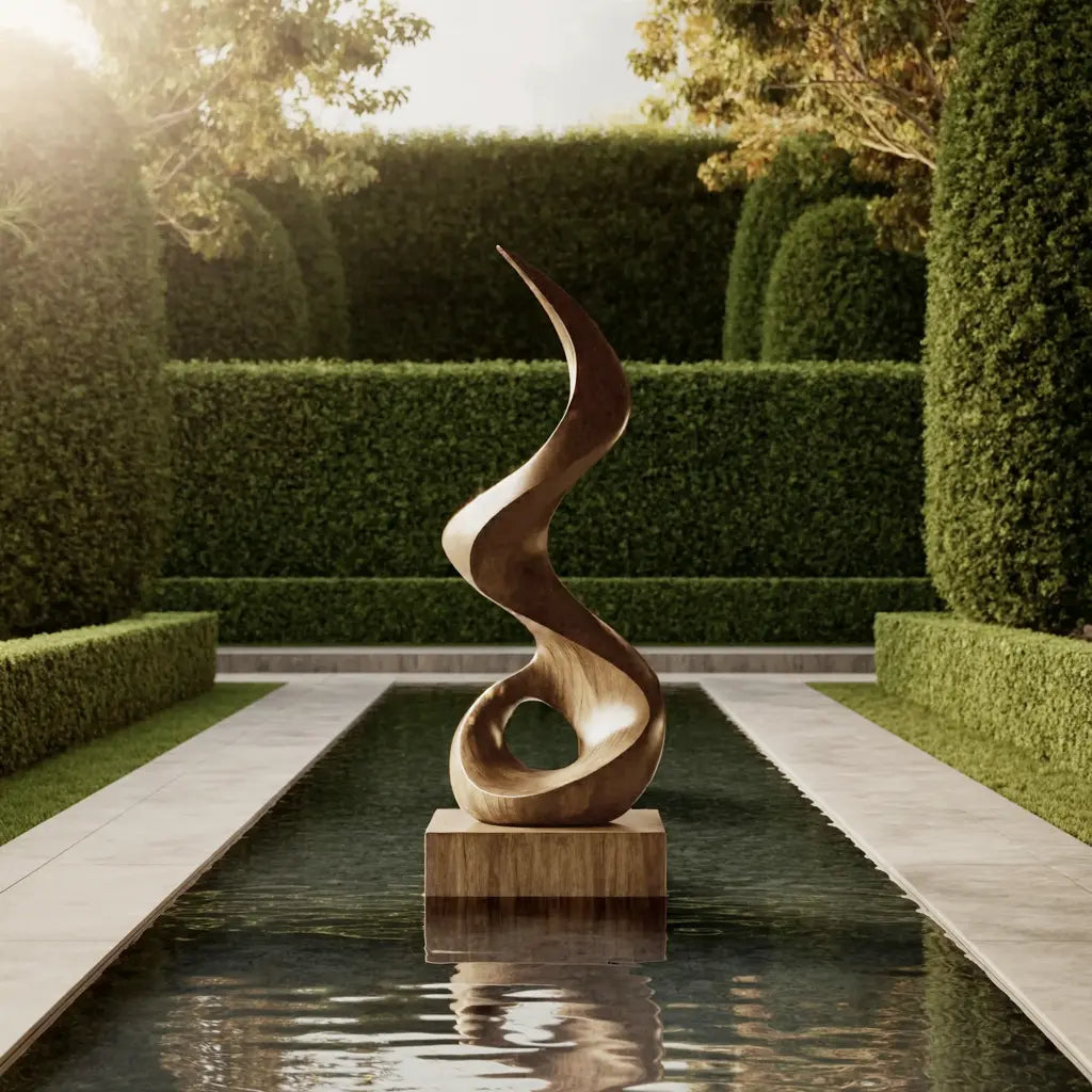 Mid Century Abstract Wooden Sculpture For Outdoor Garden Kitchnce