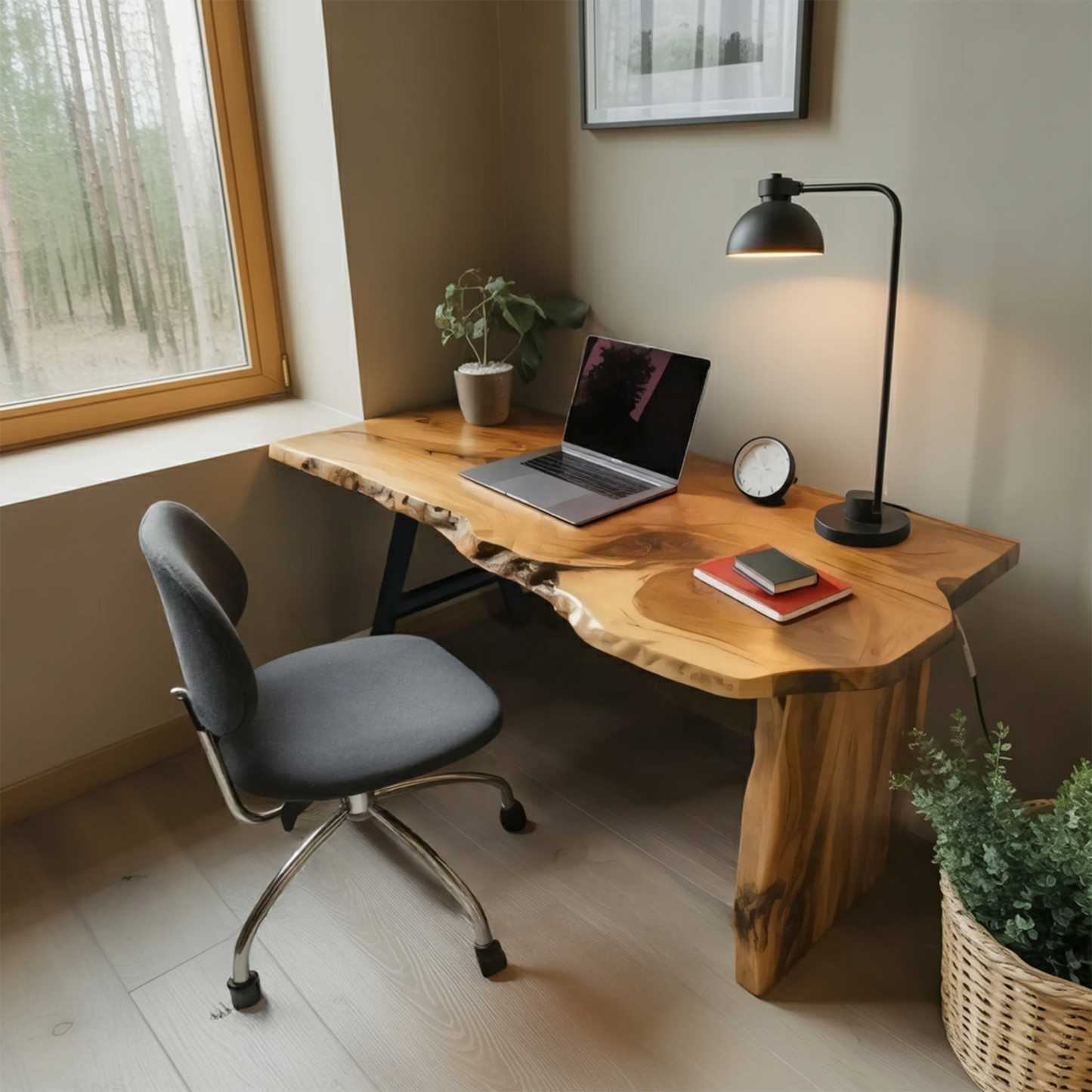 Rustic Office Desk With Live Edge Design For Home Workspace Kitchnce