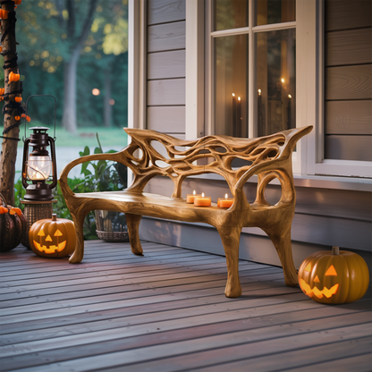 Mid Century Solid Wood Halloween Bench For Outdoor Design Kitchnce
