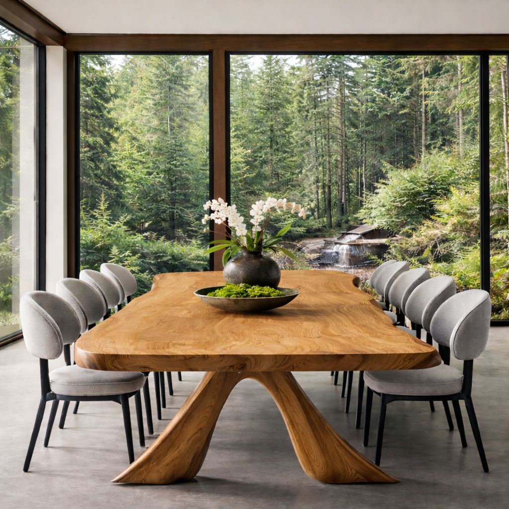 Solid Wood Sculptural Dining Table Organic Modern Design