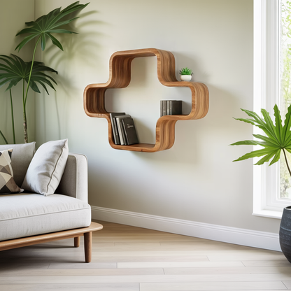 Modern Geometric Wall Mounted Bookshelf For Living Room And Office Kitchnce