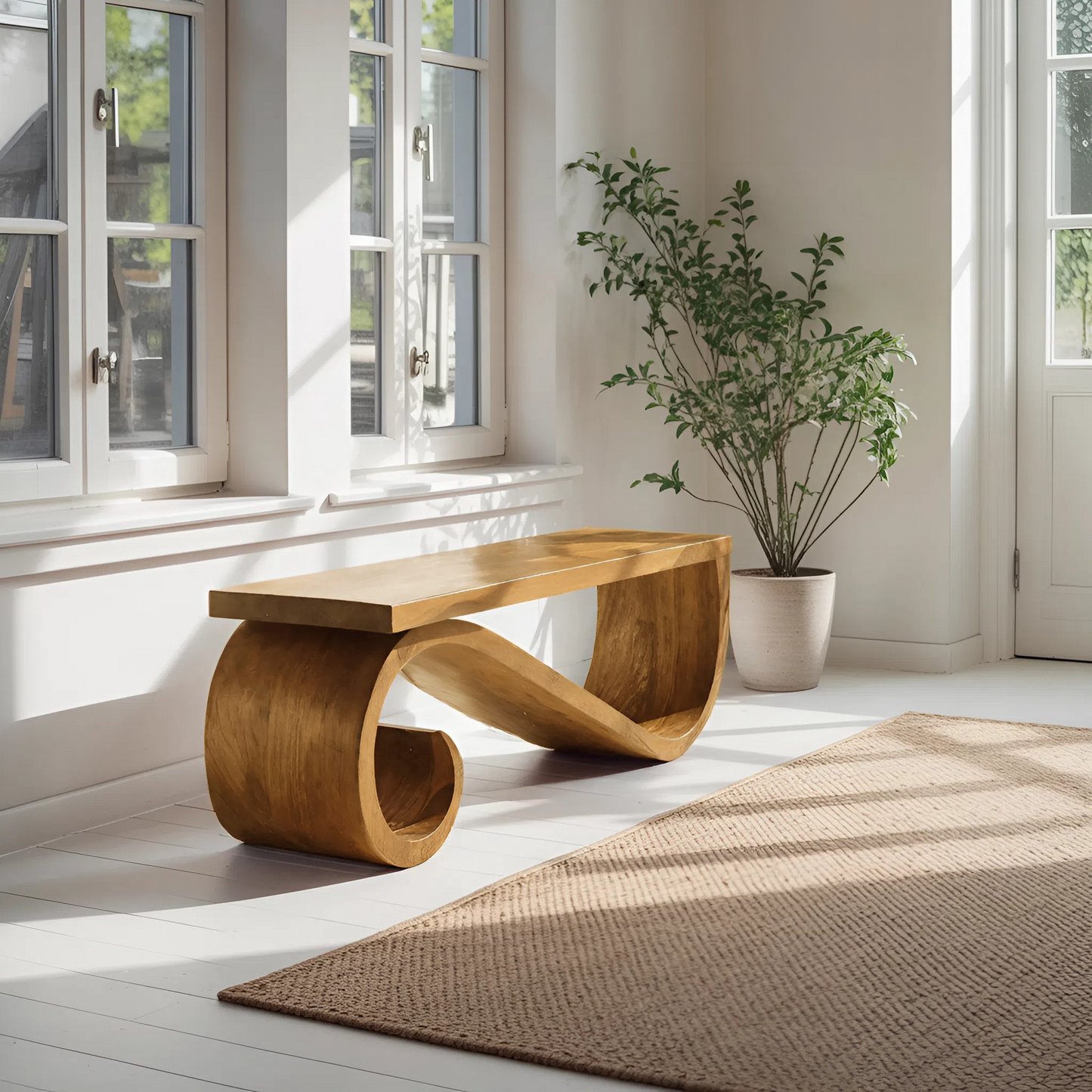 Organic Sculptural Bench For Entryway Or Living Room Kitchnce
