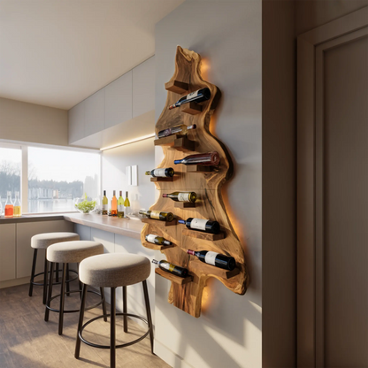 Mid Century Solid Wood Wine Rack For Entryway Furniture Style Kitchnce