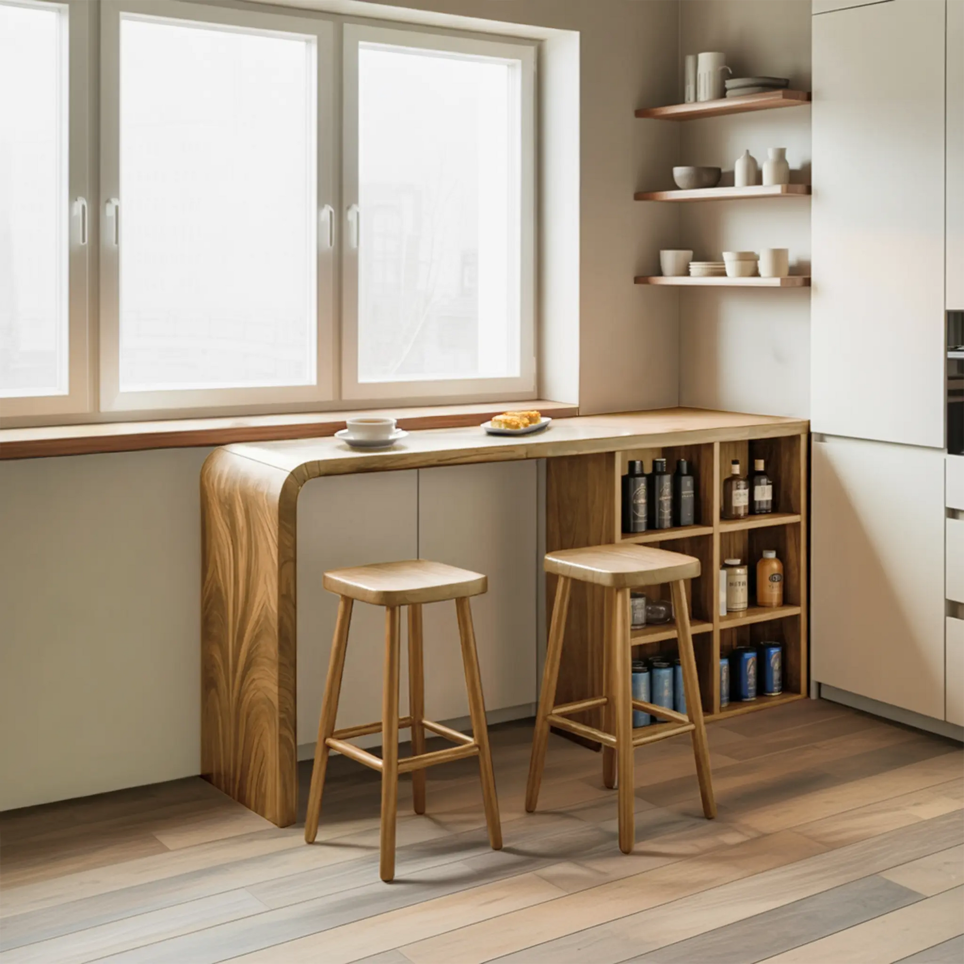Modern Wooden Bar Table With Storage For Kitchen Or Home Mini Bar Kitchnce
