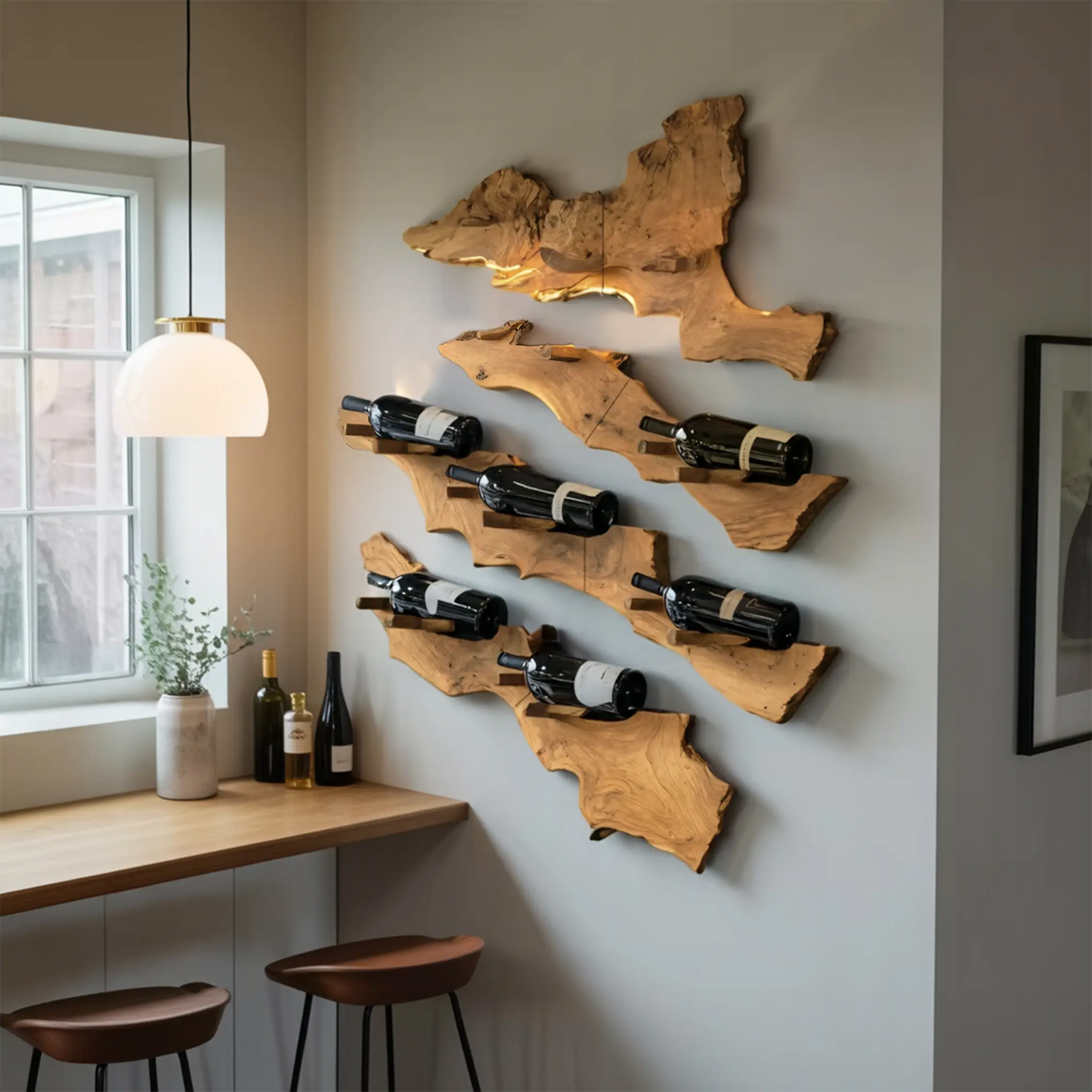 Handcrafted Wooden Live Edge Wine Holder For Bar Decor Ideas Kitchnce