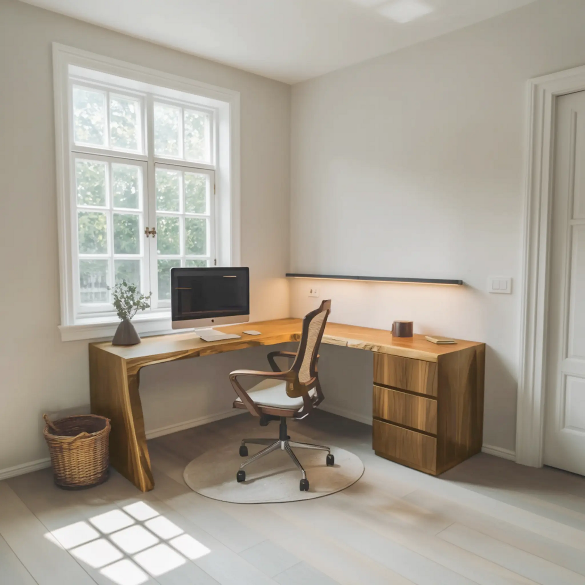 Modern Live Edge L Shaped Desk For Minimalist Home Office Kitchnce
