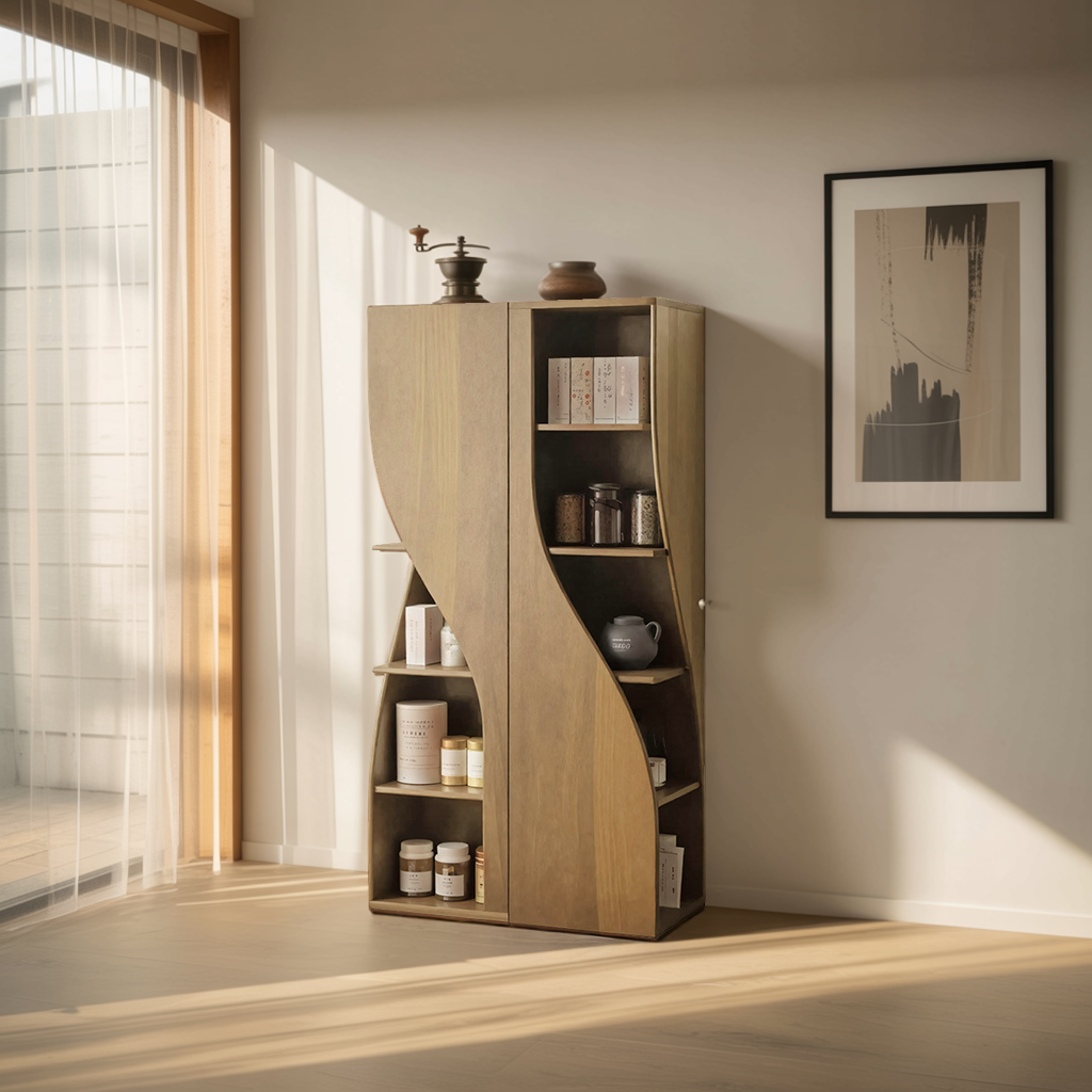 Modern Curved Cabinet Sculptural Doors Kitchen And Living Room Kitchnce