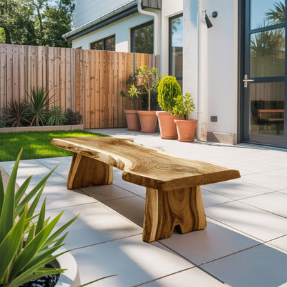 Minimalist Live Edge Outdoor Bench For Entryway Or Patio Kitchnce