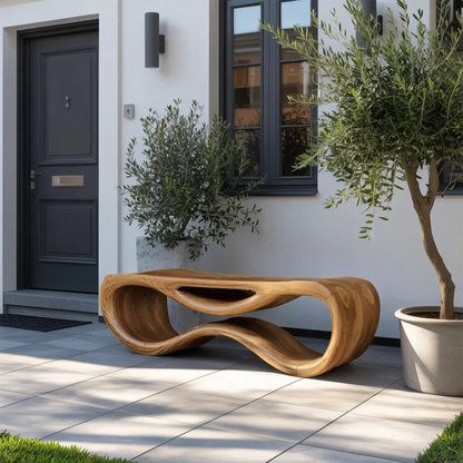 Contemporary Sculptural Outdoor Bench For Patio Or Garden Decor Kitchnce