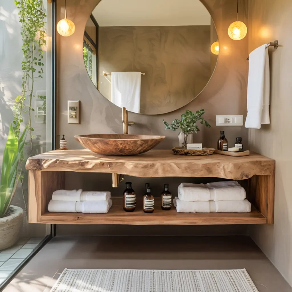 Rustic Solid Wood Vanity For Cozy Bathroom Furniture Decor Kitchnce