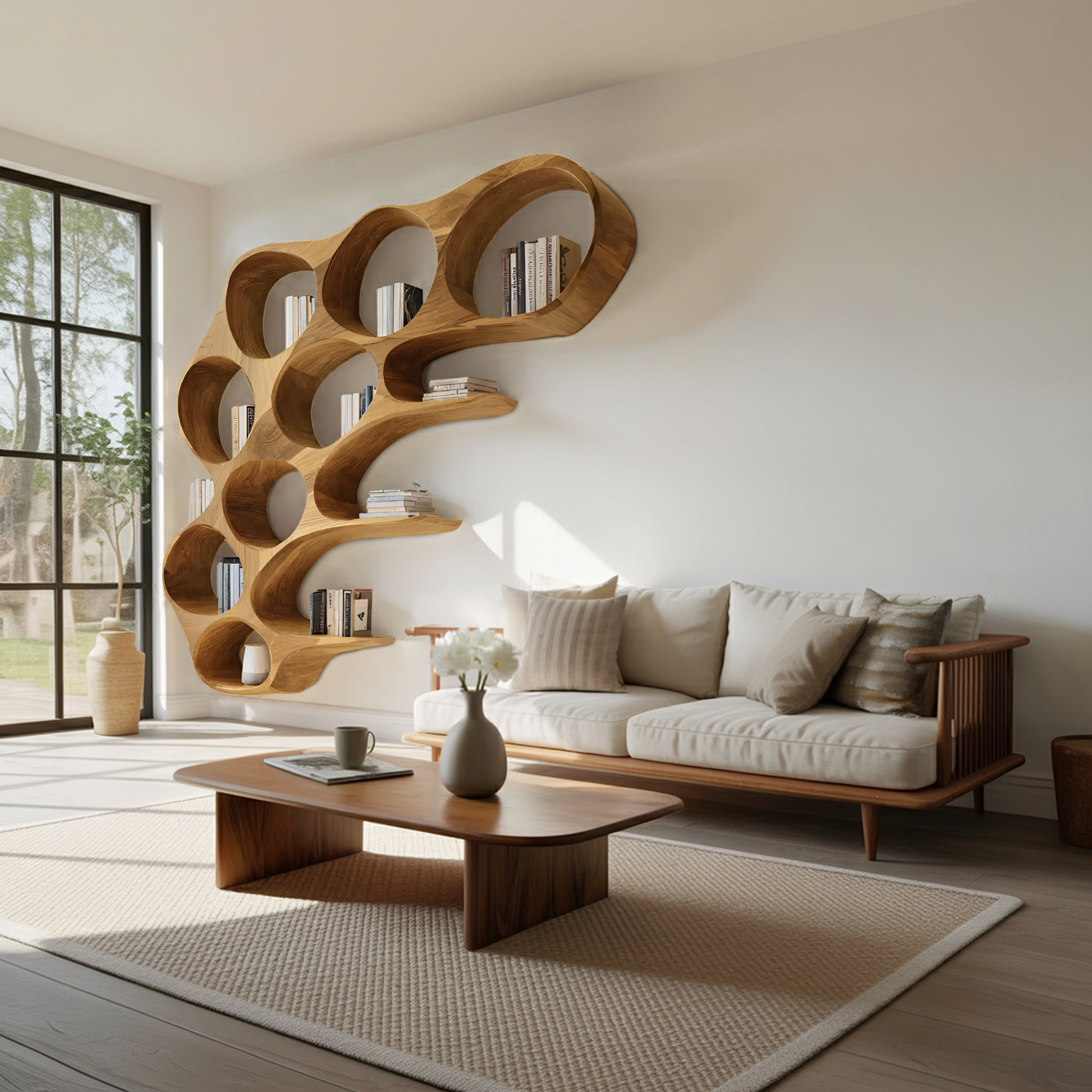 Organic Honeycomb Shaped Wall Mounted Bookshelf For Bedroom Kitchnce