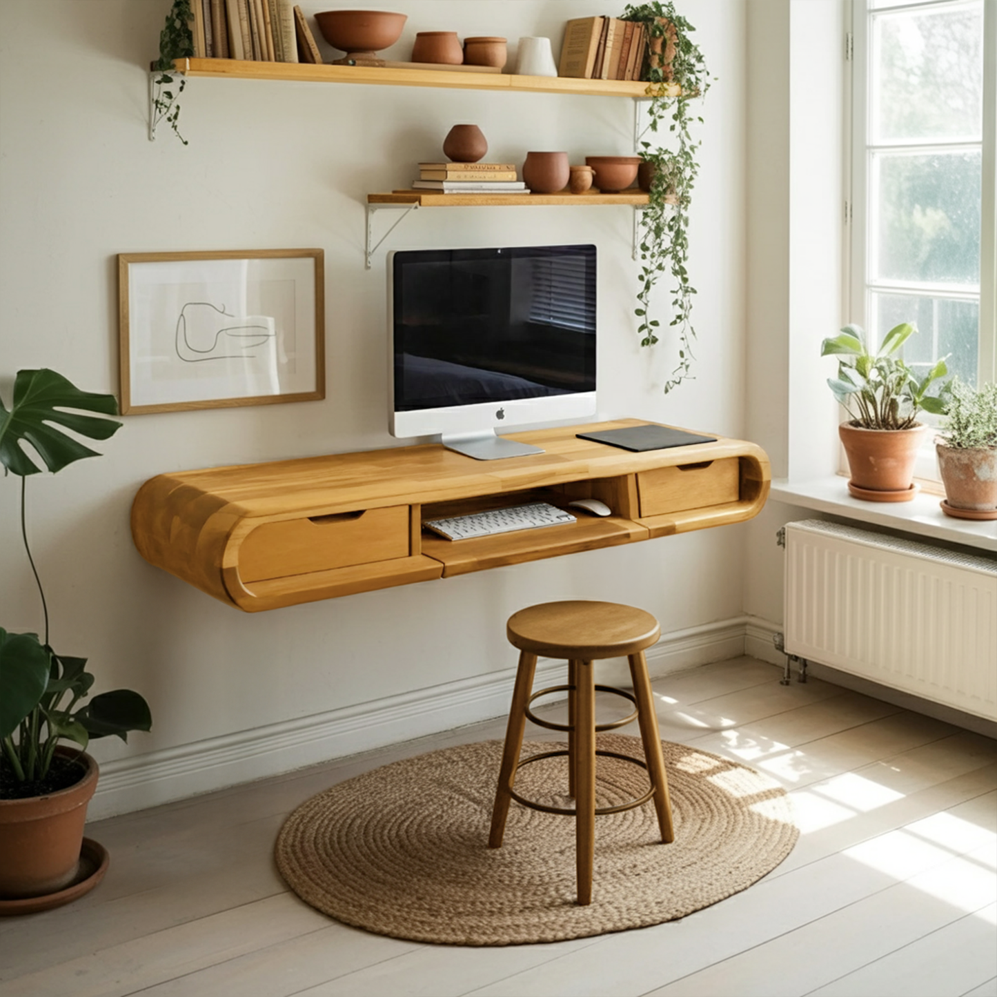Modern Floating Wall Mounted Desk With Drawers For Bedroom And Office Kitchnce