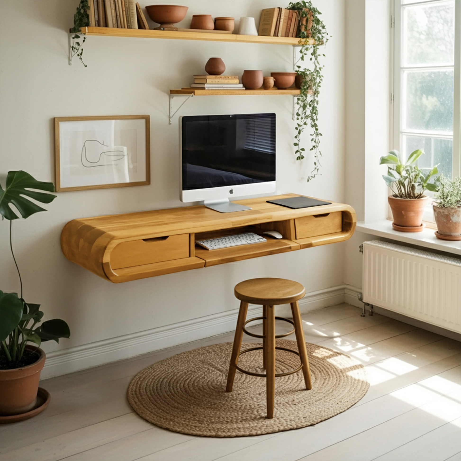 Modern Floating Wall Mounted Desk With Drawers For Bedroom And Office Kitchnce