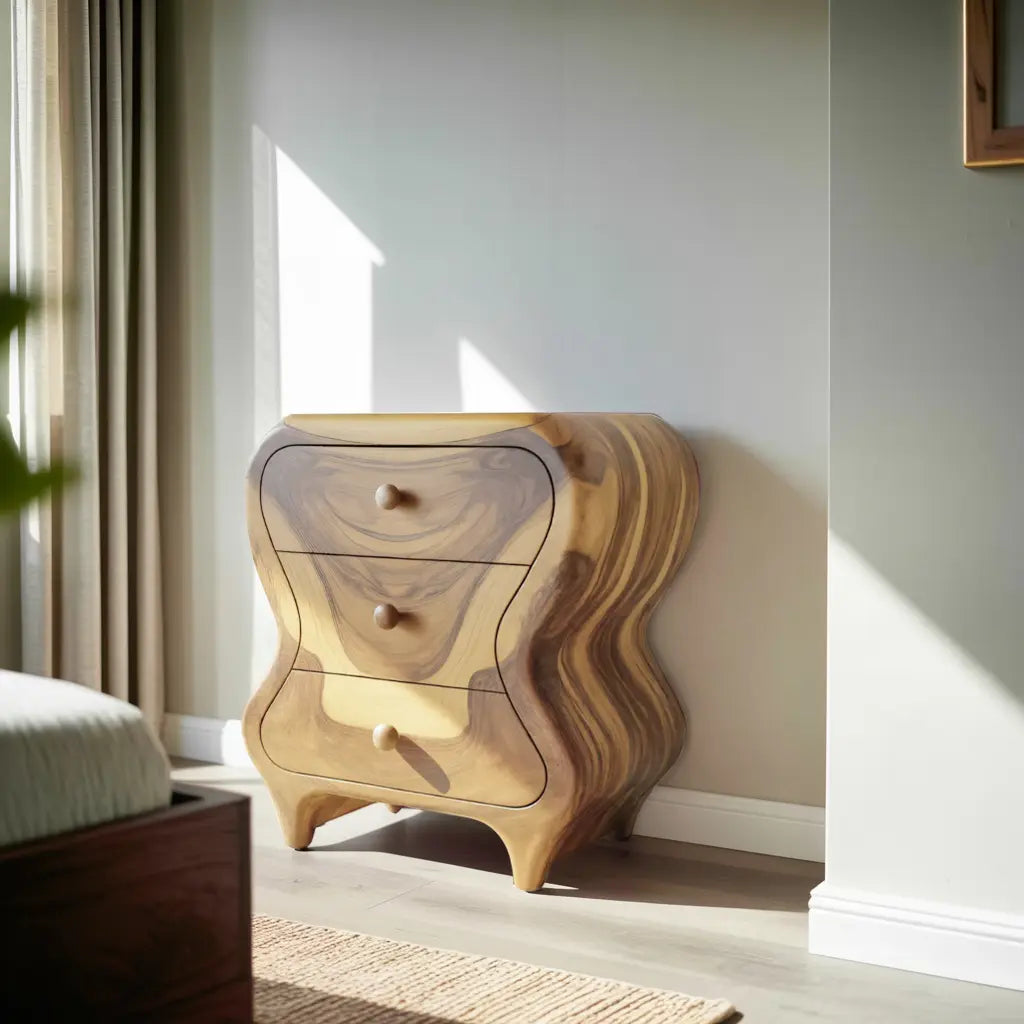 Sculptural Cabinet With Organic Curves And Drawers For Bedroom And Entryway Kitchnce