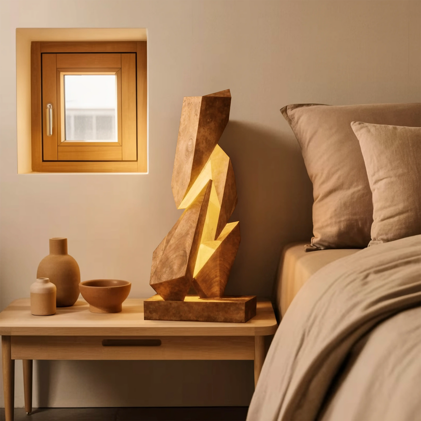 Rustic Geometric Table Lamp For Bedroom Nightstand Kitchnce