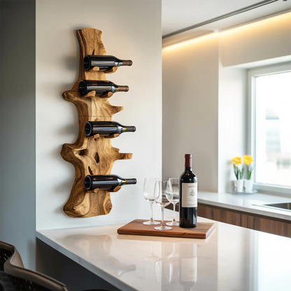Handcrafted Live Edge Wine Holder For Modern Furniture Decor Kitchnce