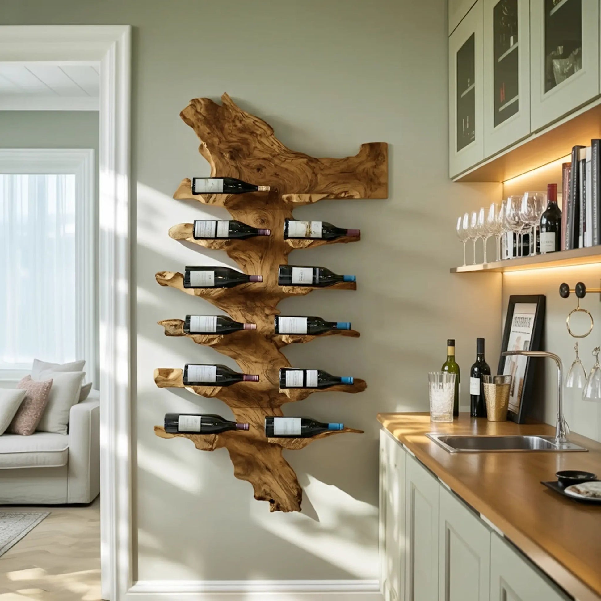 Handcrafted Live Edge Wine Holder For Luxury Furniture Decor Kitchnce