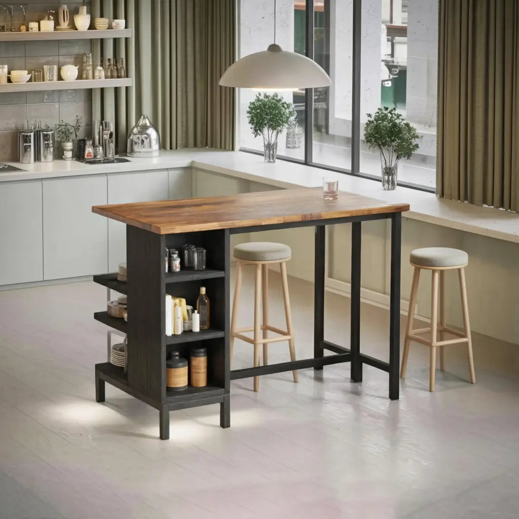 Industrial Kitchen Bar Table With Metal Legs For Apartment Dining Kitchnce