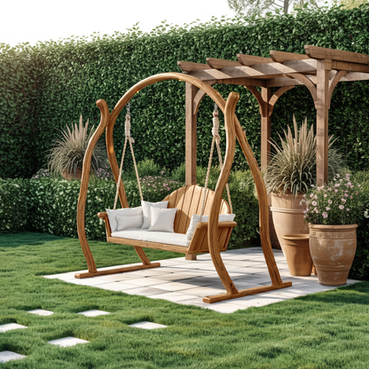 Curved Frame Garden Swing Bench For Outdoor Relaxation Kitchnce
