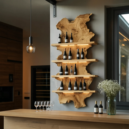 Mid Century Live Edge Wine Holder For Bar Decor And Home Art Kitchnce