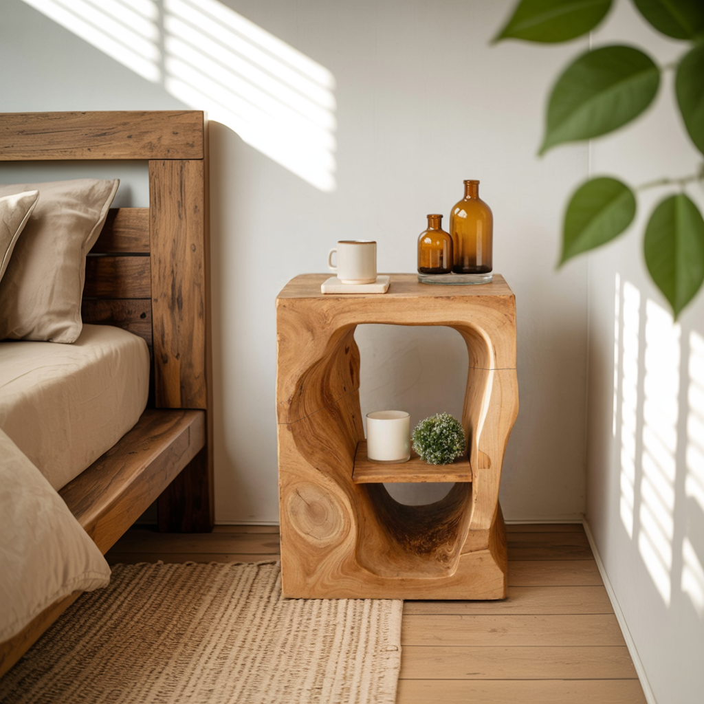 Mid Century Wooden Nightstand For Chic Bedroom Set Kitchnce