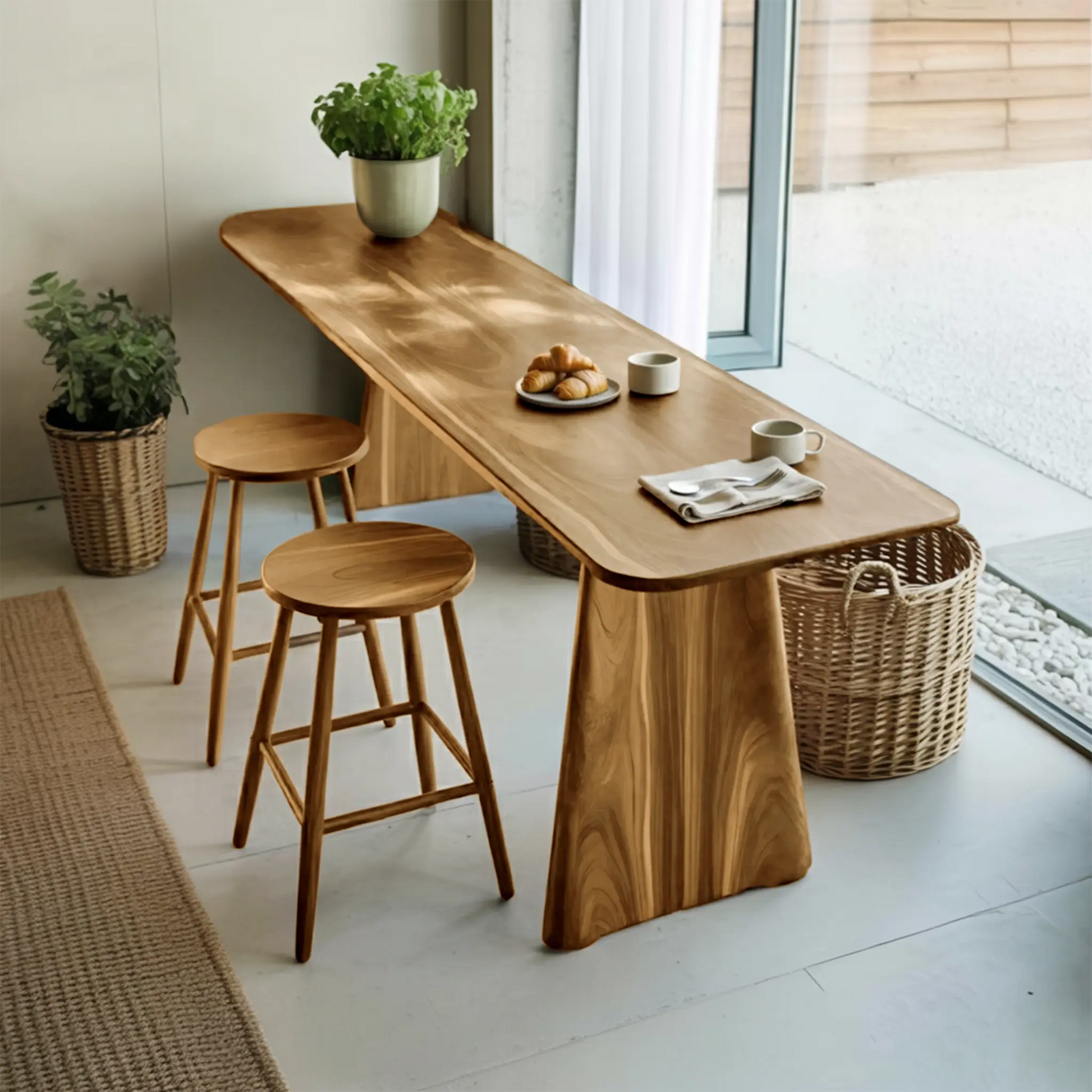 Modern Minimalist Wood Bar Table For Kitchen And Dining Kitchnce