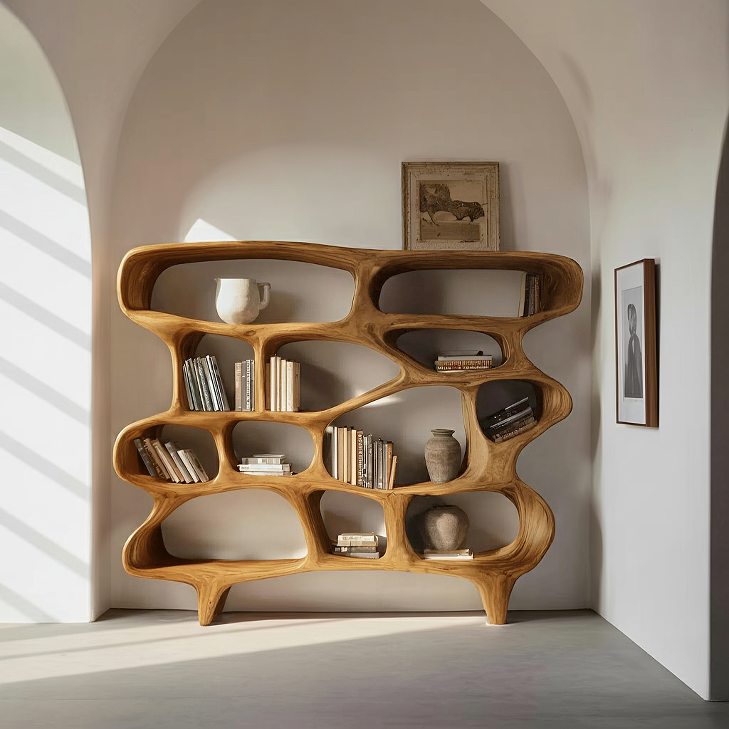 Organic Sculptural Bookshelf For Living Room Or Office Decor Kitchnce