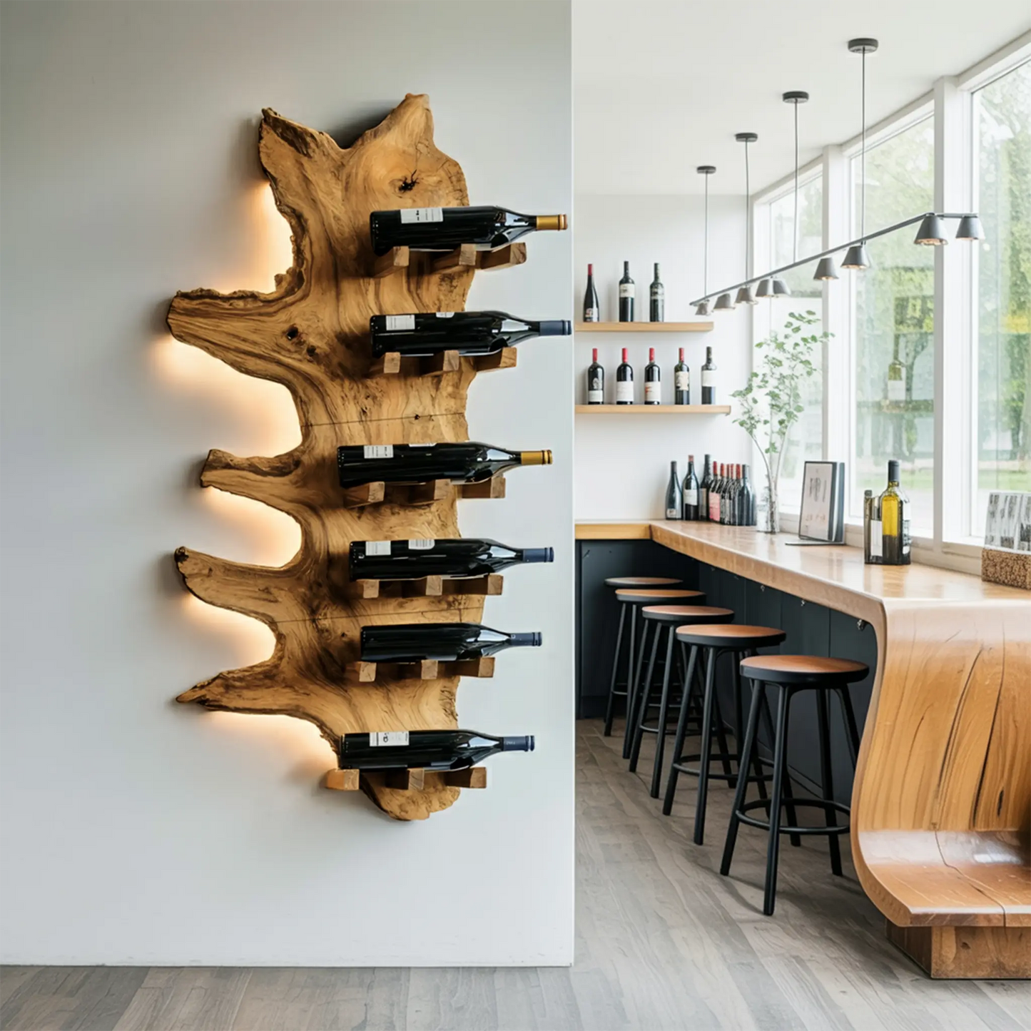 Modern Live Edge Wine Rack For Furniture Decor And Wine Shelf Kitchnce
