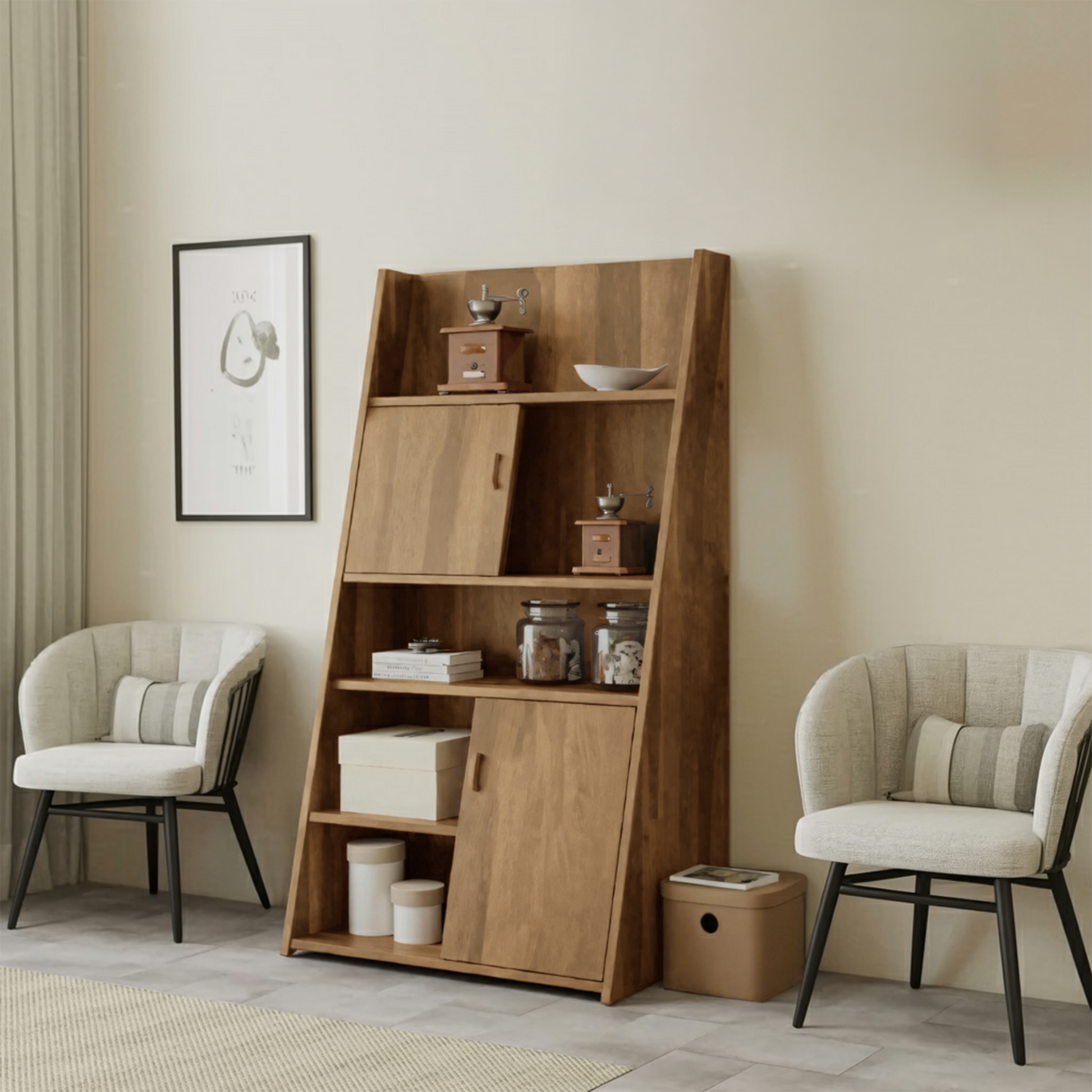 Modern Slanted Cabinet With Sliding Doors For Kitchen Entryway And Living Room Kitchnce
