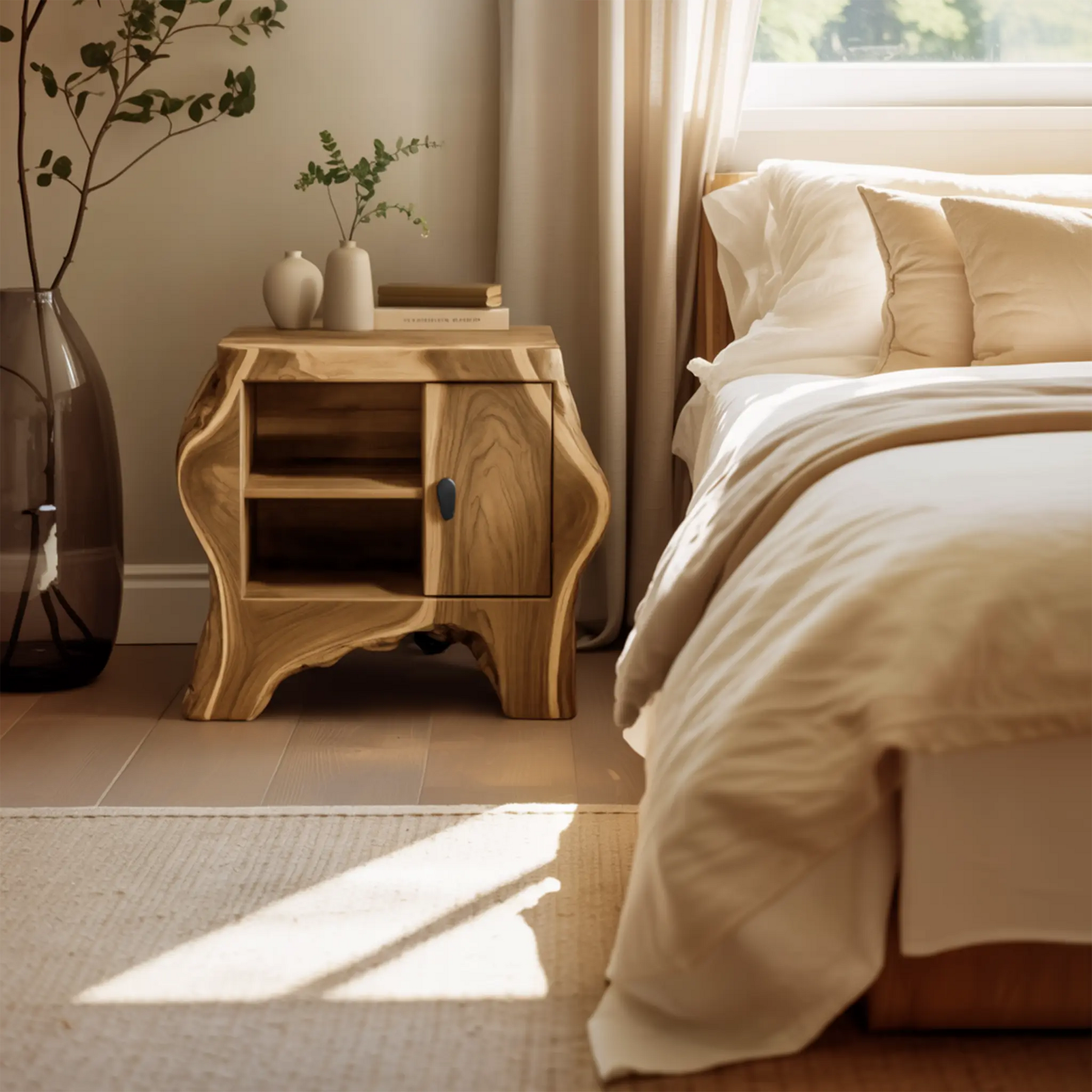 Organic Rustic Nightstand With Storage Cabinet For Bedroom Corner And Interior Kitchnce