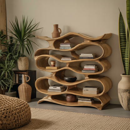 Sculptural Bookshelf Cabinet For Living Room And Office Kitchnce