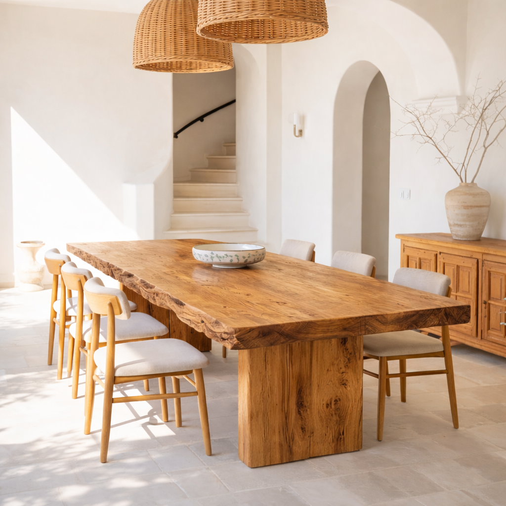 Solid Wood Live Edge Dining Table Handmade Rustic Design