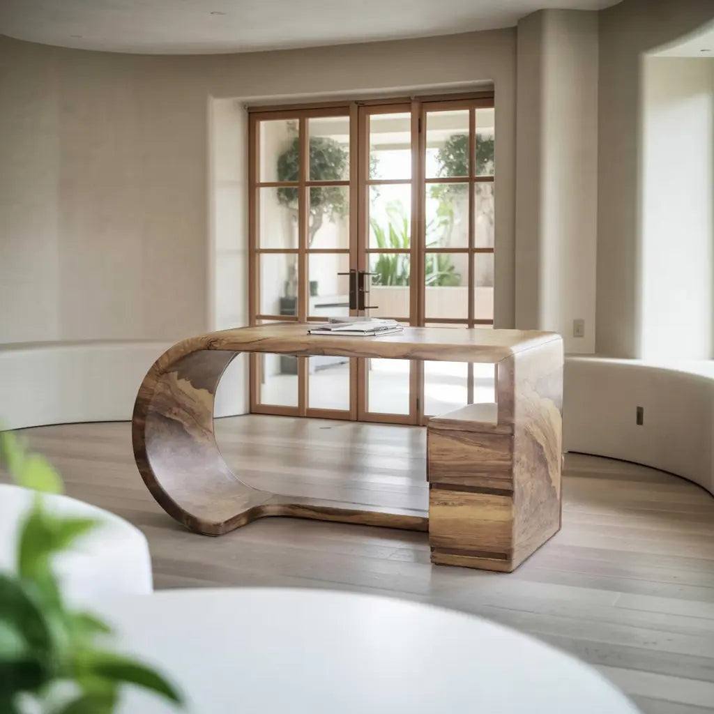 Curved Sculptural Desk With Fluid Form For Home Office And Studio Kitchnce