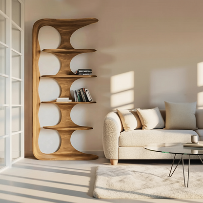 Contemporary Sculptural Vertical Bookshelf For Living Room Kitchnce