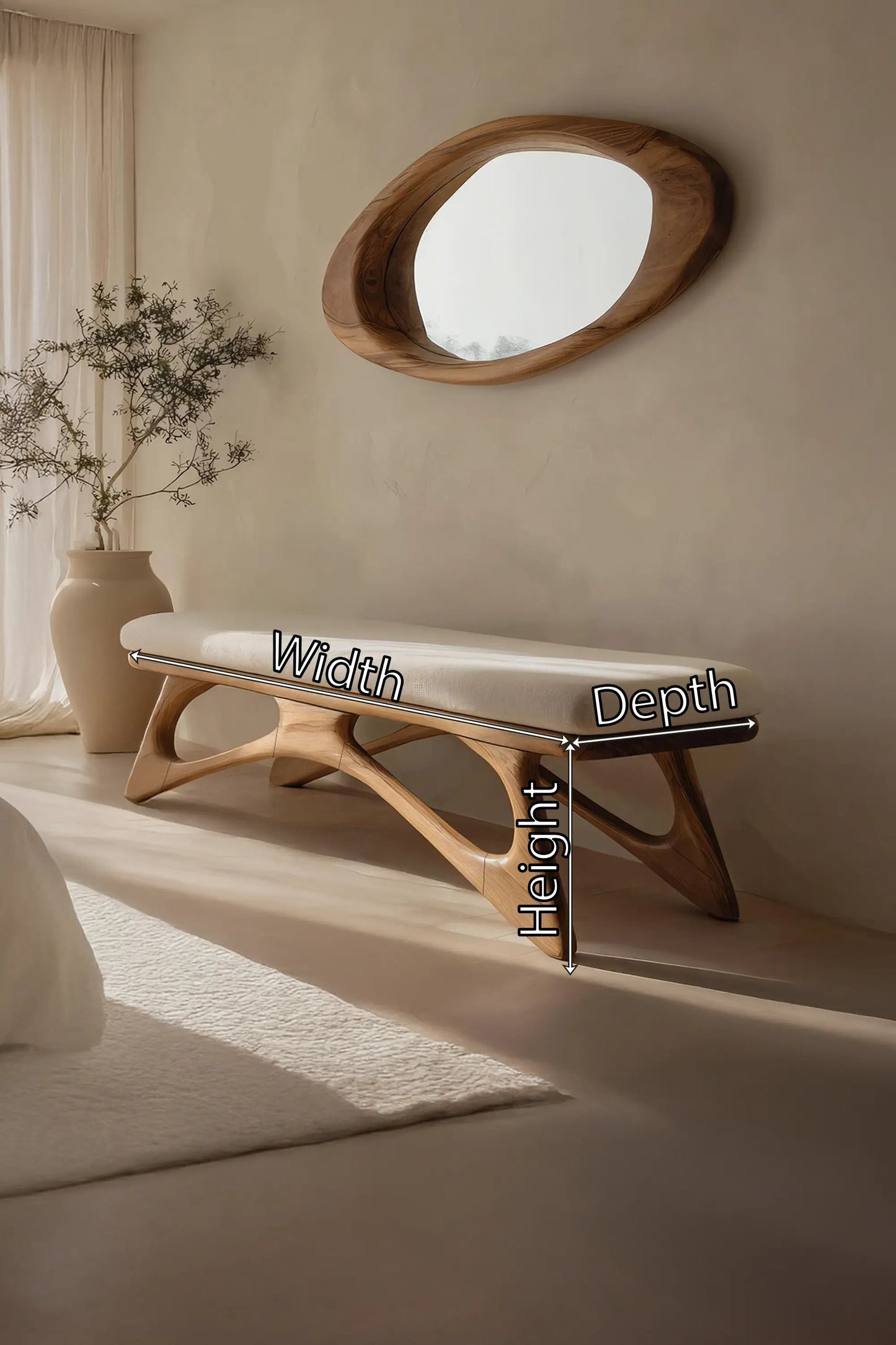Modern Flowing Wood Bench For Furniture Accent Kitchnce
