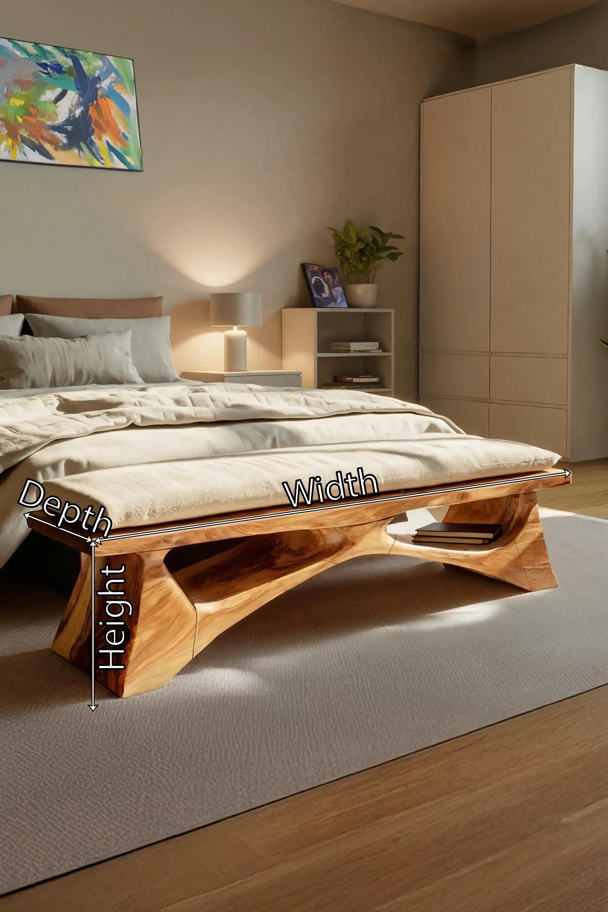 Handcrafted Solid Wood Bench For End-of-Bed Styling Kitchnce