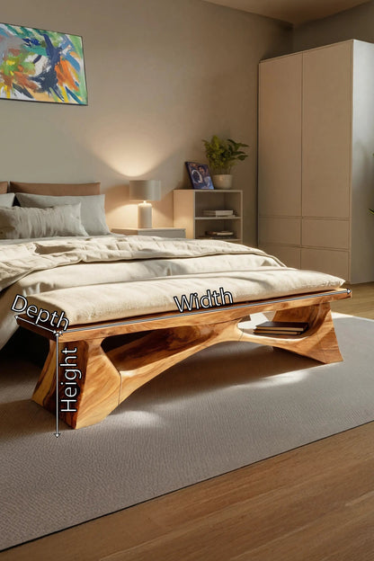 Handcrafted Solid Wood Bench For End-of-Bed Styling Kitchnce