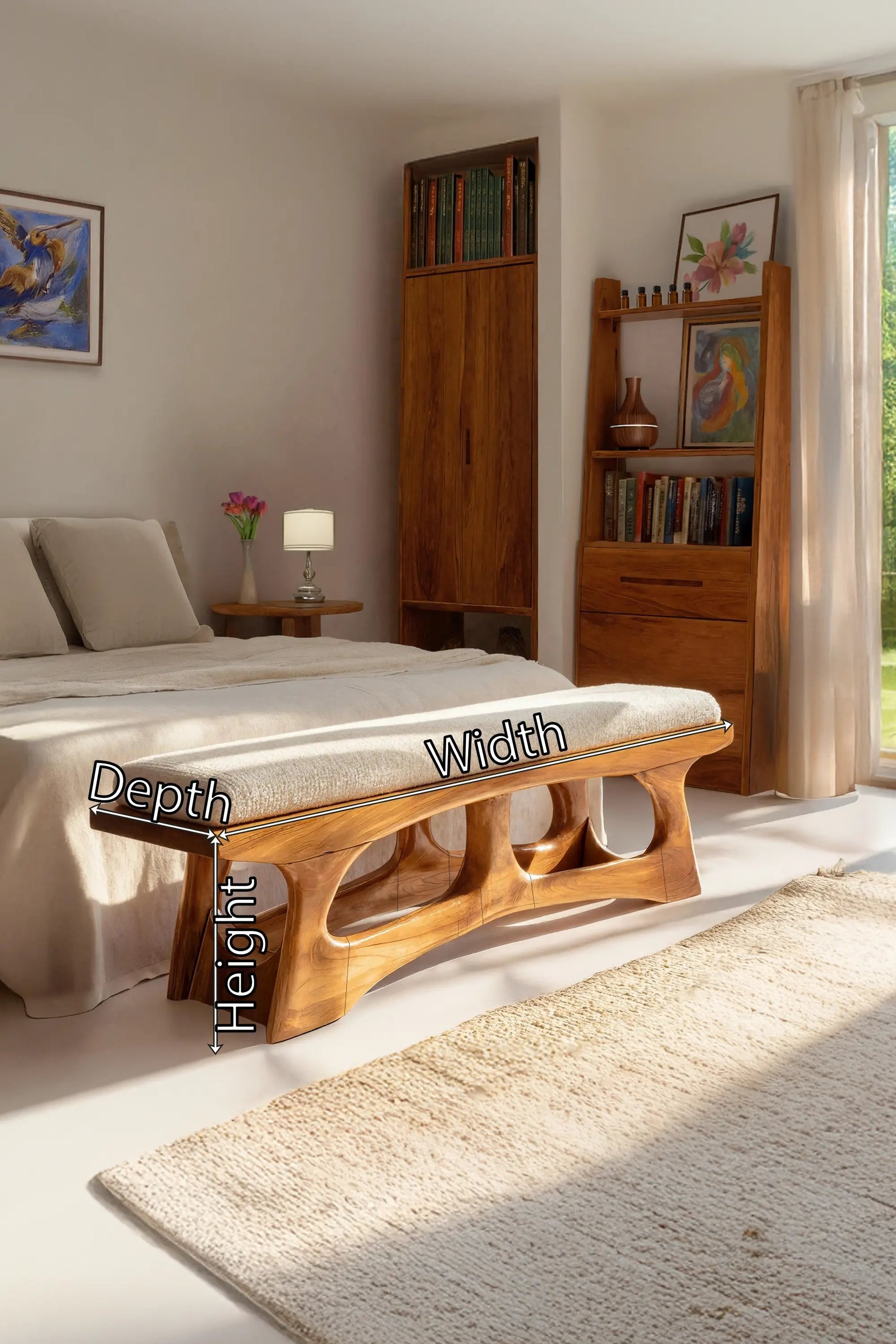 Handcrafted Curved Wood Bench For Furniture Styling Kitchnce
