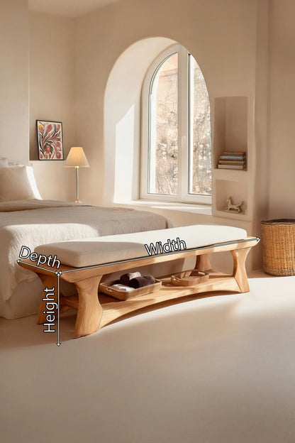 Mid Century Solid Wood Bench For Bedroom Accent Kitchnce