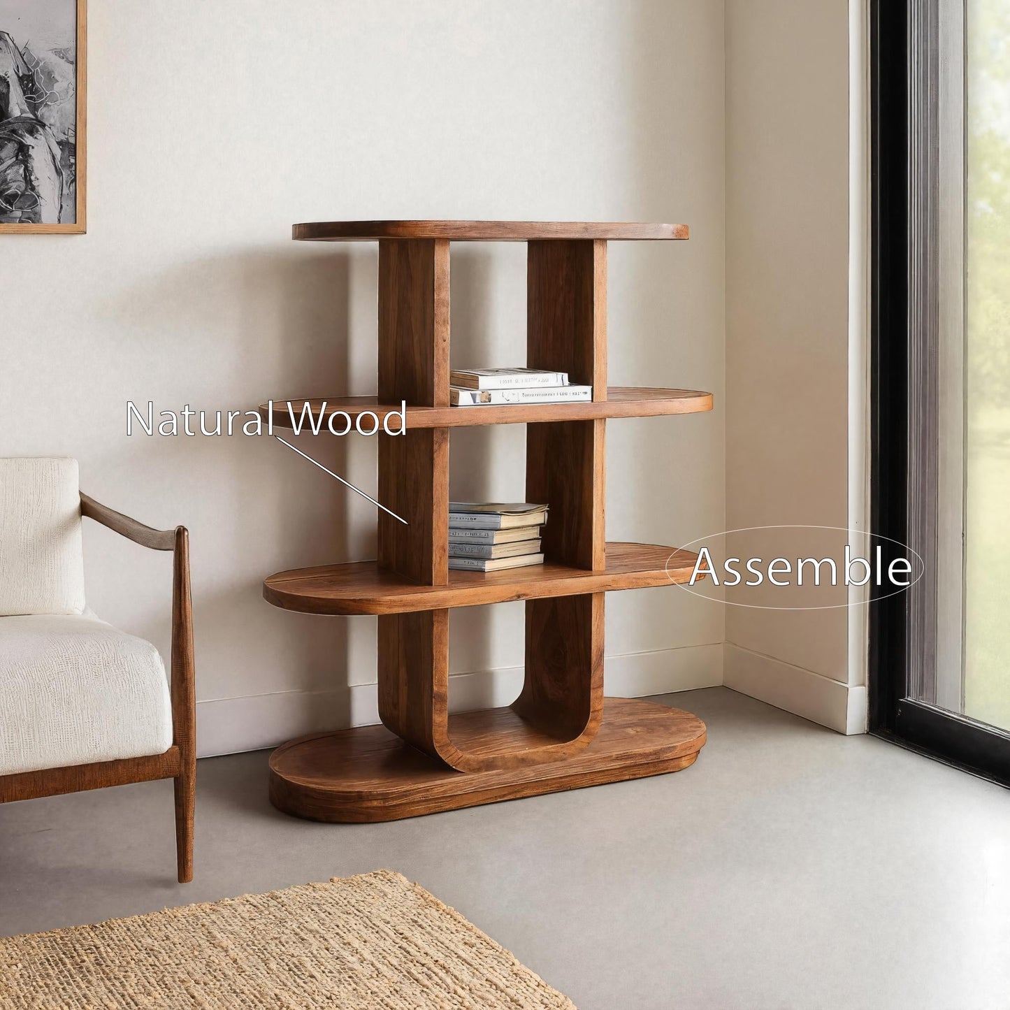 Handcrafted Bookshelf Open Storage Design For Living Room Kitchnce