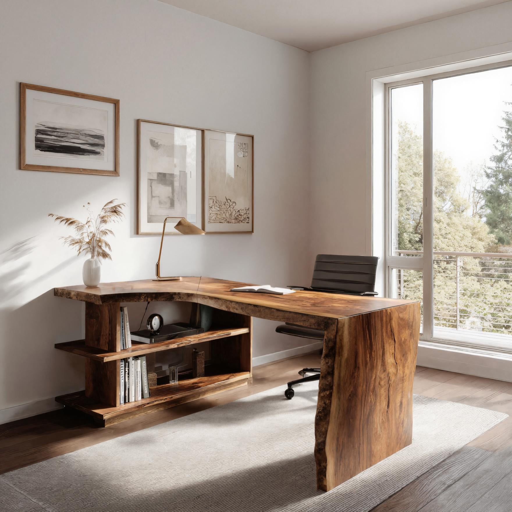 Modern L Shaped Desk With Bookshelf For Home Office Kitchnce