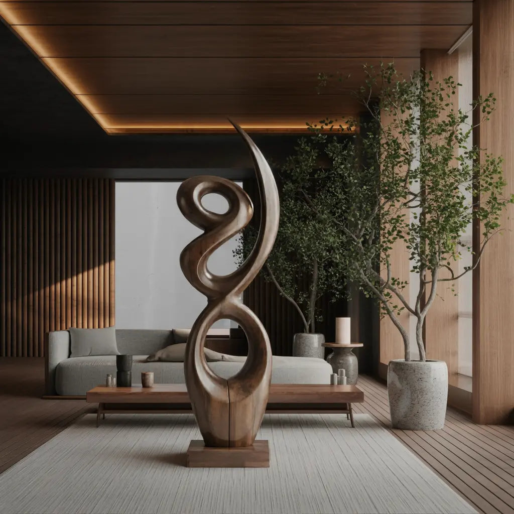 Handcrafted Wooden Abstract Sculpture For Living Room Kitchnce